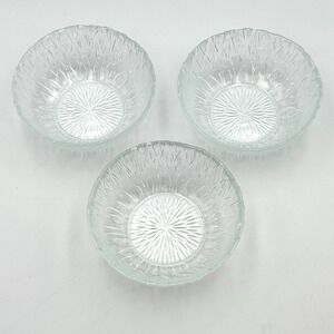 Vintage 1970s Arcoroc Marguerite Sunflower Clear Glass Dessert Bowls Set Of 3